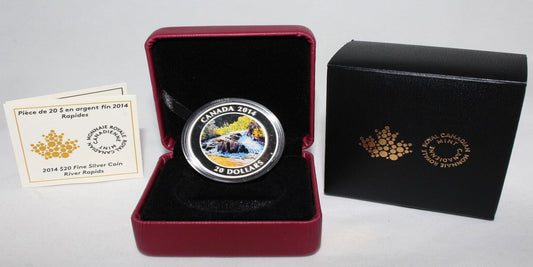 2014 Canada Silver 1 Oz 999 River Rapids $20 Proof Colored Coin