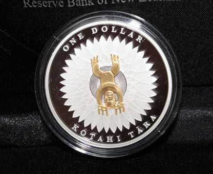 2014 New Zealand Silver 1 Oz 999 Papatuanuku Ranginui $1 Proof Gold Plated Coin
