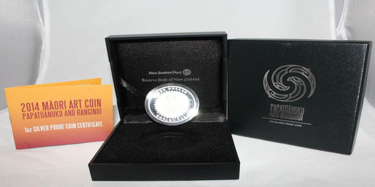 2014 New Zealand Silver 1 Oz 999 Papatuanuku Ranginui $1 Proof Gold Plated Coin