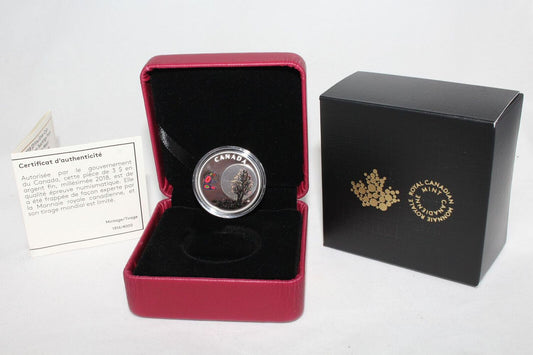 2018 Canada Silver 999 Thirteen Teachings Falling Leaves Moon $3 Colored Coin