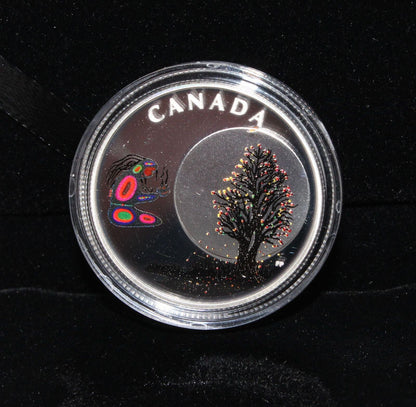 2018 Canada Silver 999 Thirteen Teachings Falling Leaves Moon $3 Colored Coin