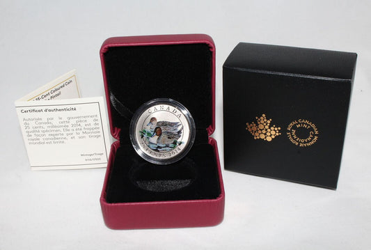 2014 Canada Birds The Pintail Duck 25 Cent Colored Coin
