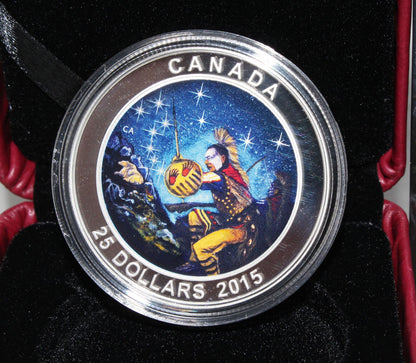 2015 Canada Silver 999 Star Charts The Wounded Bear $25 Colored Proof Coin