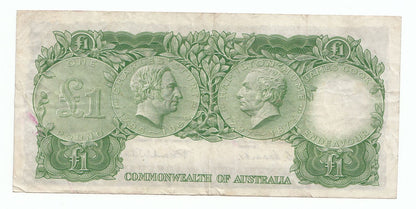 1953 Australia Coombs Wilson COMMONWEALTH BANK 1 Pound Note VF – gVF