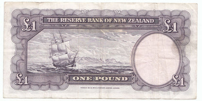 1956 – 1967 New Zealand R.N. Fleming 1 Pound Note VF Details