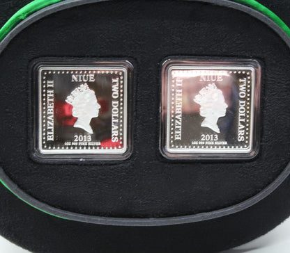 2013 Niue Monopoly 2x 1oz Silver Coin Set New Zealand Mint Hasbro TopHat Display