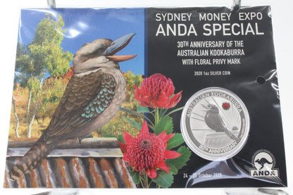 2020 Australia $1 Sydney Money Expo ADNA Special 30th Kookaburra Silver Coin PNC