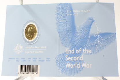 2020 Australia $2 End of The Second World War 'C' Mintmark Coloured Coin On Card