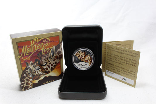 2014 50c Mother's Love Giraffe 1/2oz Silver Proof Coin