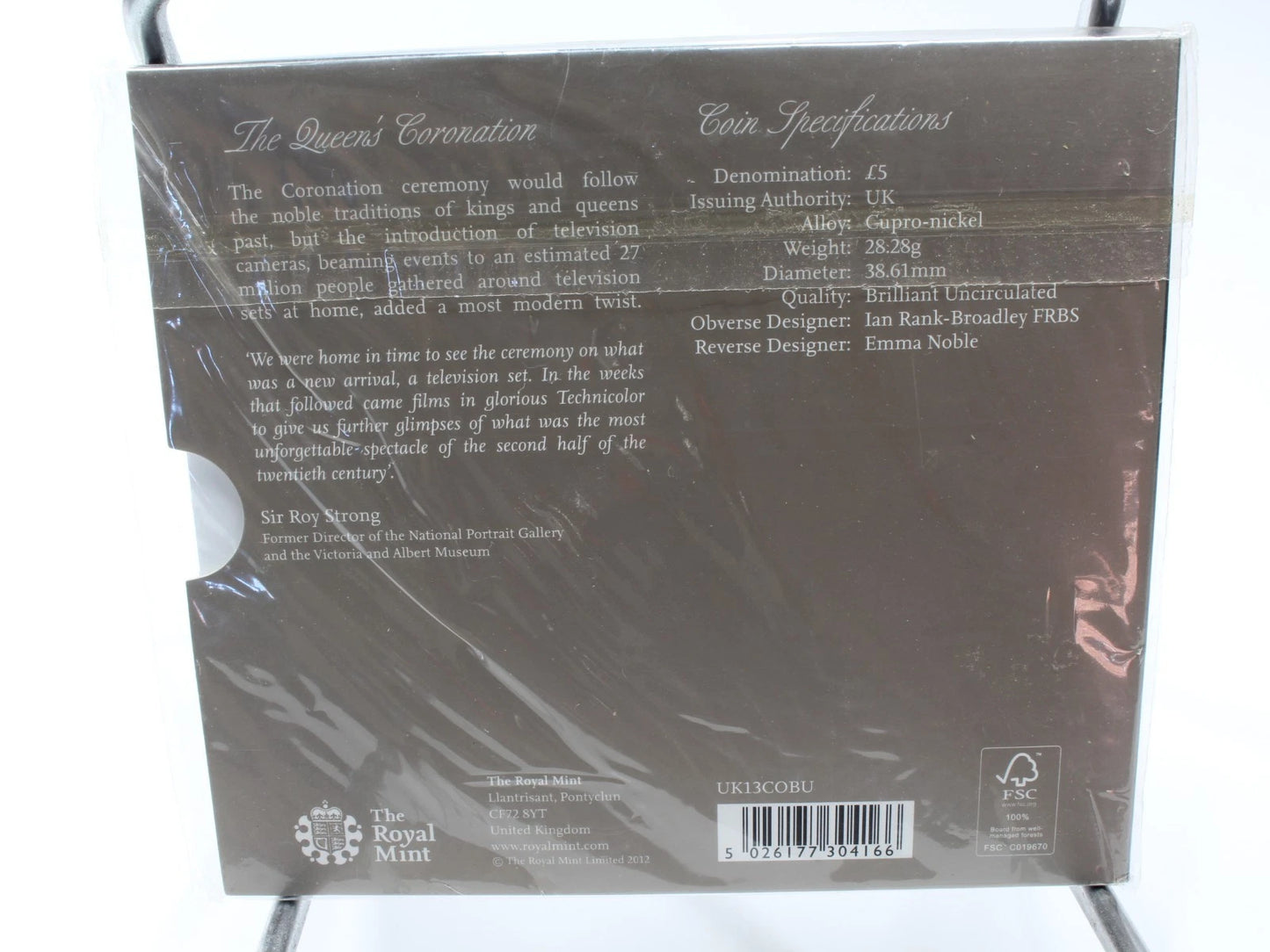 2013 The Queen's Coronation 60th Anniversary  5 Pounds On Card